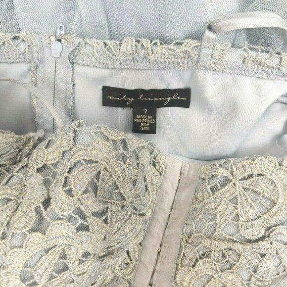 City Triangles Mini Dress Blue Lace And Tulle Size 7 - Picture 7 of 7